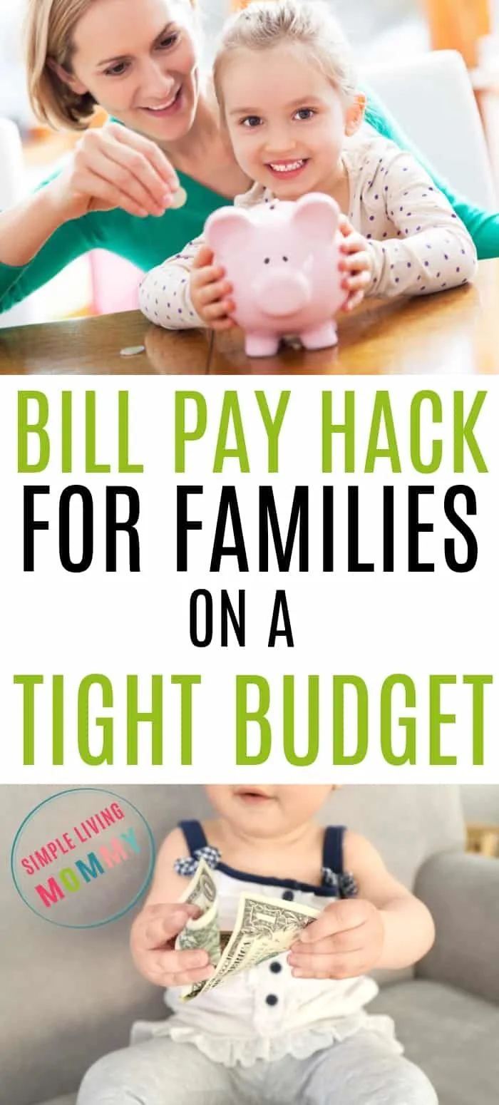 Money hack for families on a tight budget &ndash; This budget hack will help you save money on bills by teaching you how to pay your bills strategically instead of draining your bank account all at once. This saved our family budget!