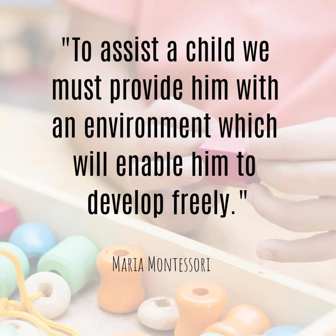 Maria Montessori Quote to assist a child we must provide him with an environment which will enable him to develop freely.