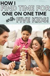 quality time in a large family playing a stacking game